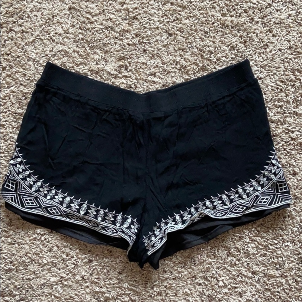 Forever 21 Black and White Embroidered Shorts